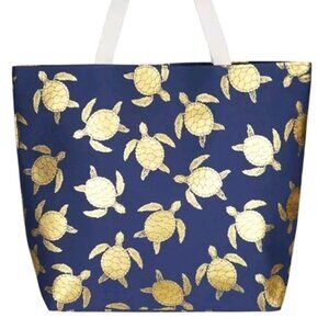 Styline NWOT Navy Blue Gold Foil Sea Turtle Tote Bag